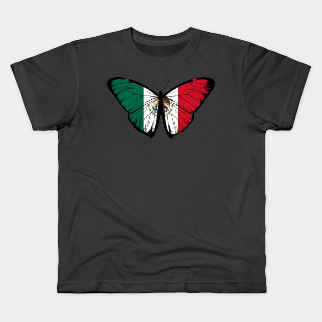 Vintage Mexico Butterfly Moth | Pray For Mexico and Stand with Mexico Kids T-Shirt by Mochabonk